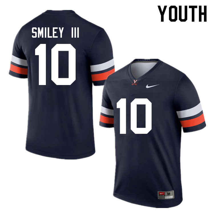 Youth #10 Ben Smiley III Virginia Cavaliers College Football Jerseys Sale-Navy - Click Image to Close